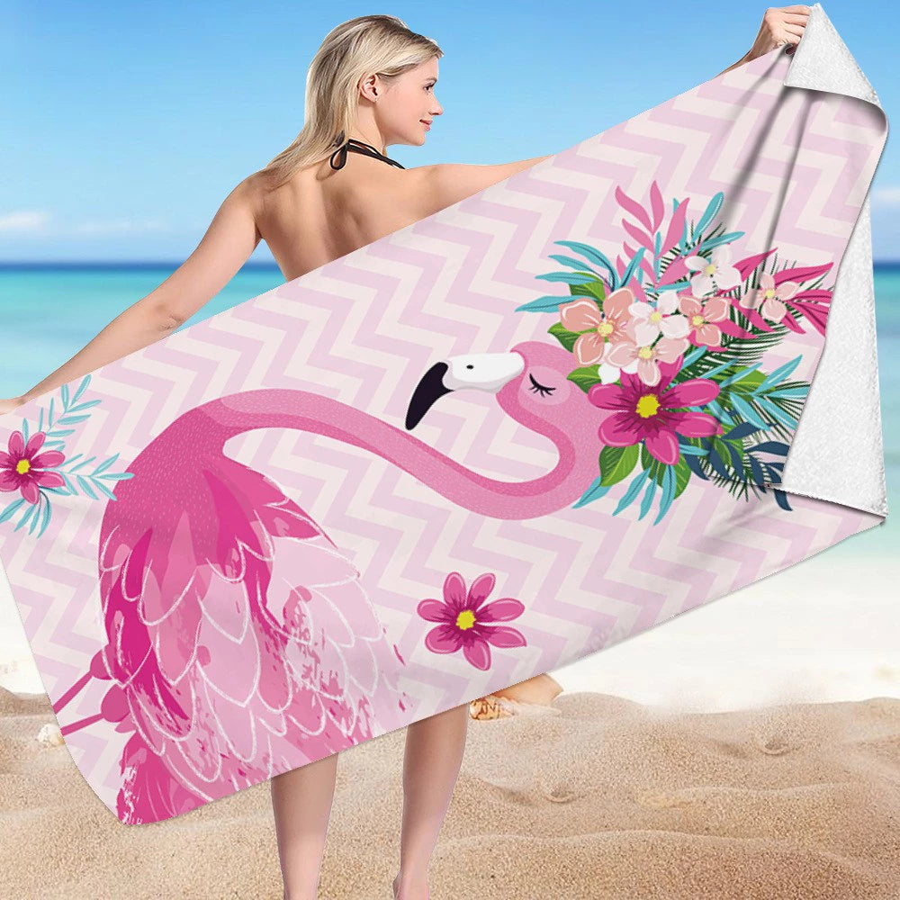 Strandhandduk med flamingotema (150x70cm)