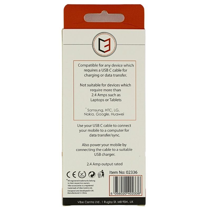 Vit C3 1m dataladdningskabel med USB-C