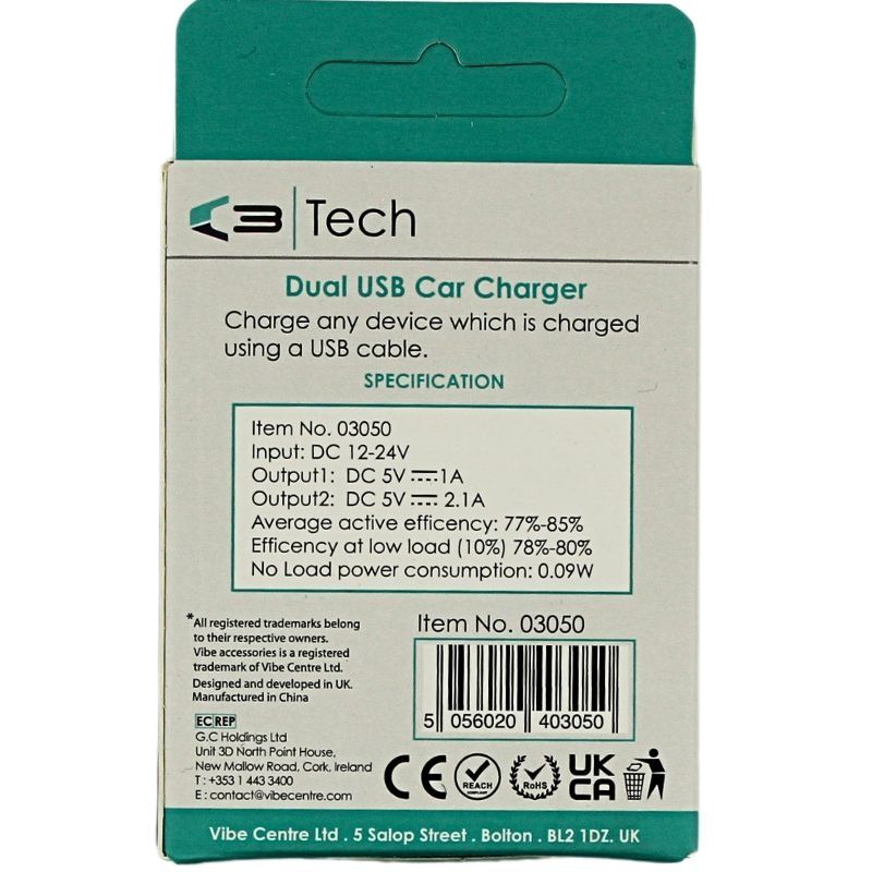 C3 Tech с USB-портом автомобильное зарядное устройство