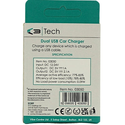 C3 Tech с USB-портом автомобильное зарядное устройство